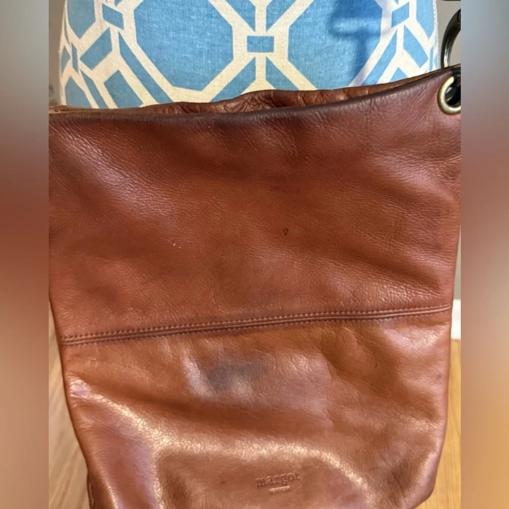 Margot New York Vintage Leather Brown Purse Crossbody Bag (TD)
